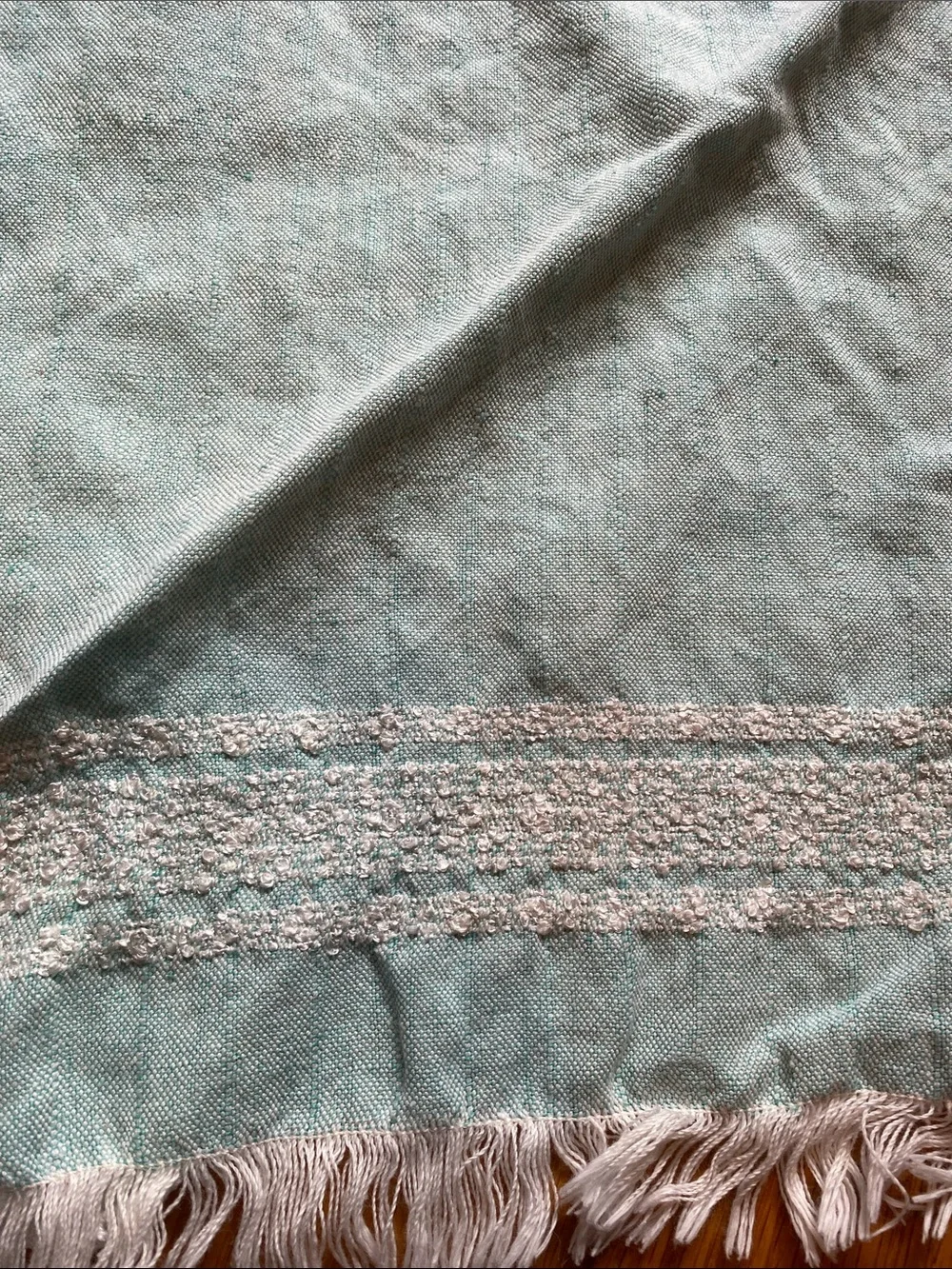 Set of Three Vintage Cotton Hand Towels - Pastel Pink, White, Mint